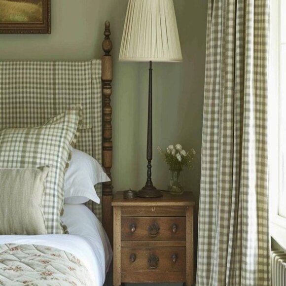 RARE Country Curtains Buffalo Check Drapes with Pillow for Nursery, Bedroom + - Picture 6 of 6